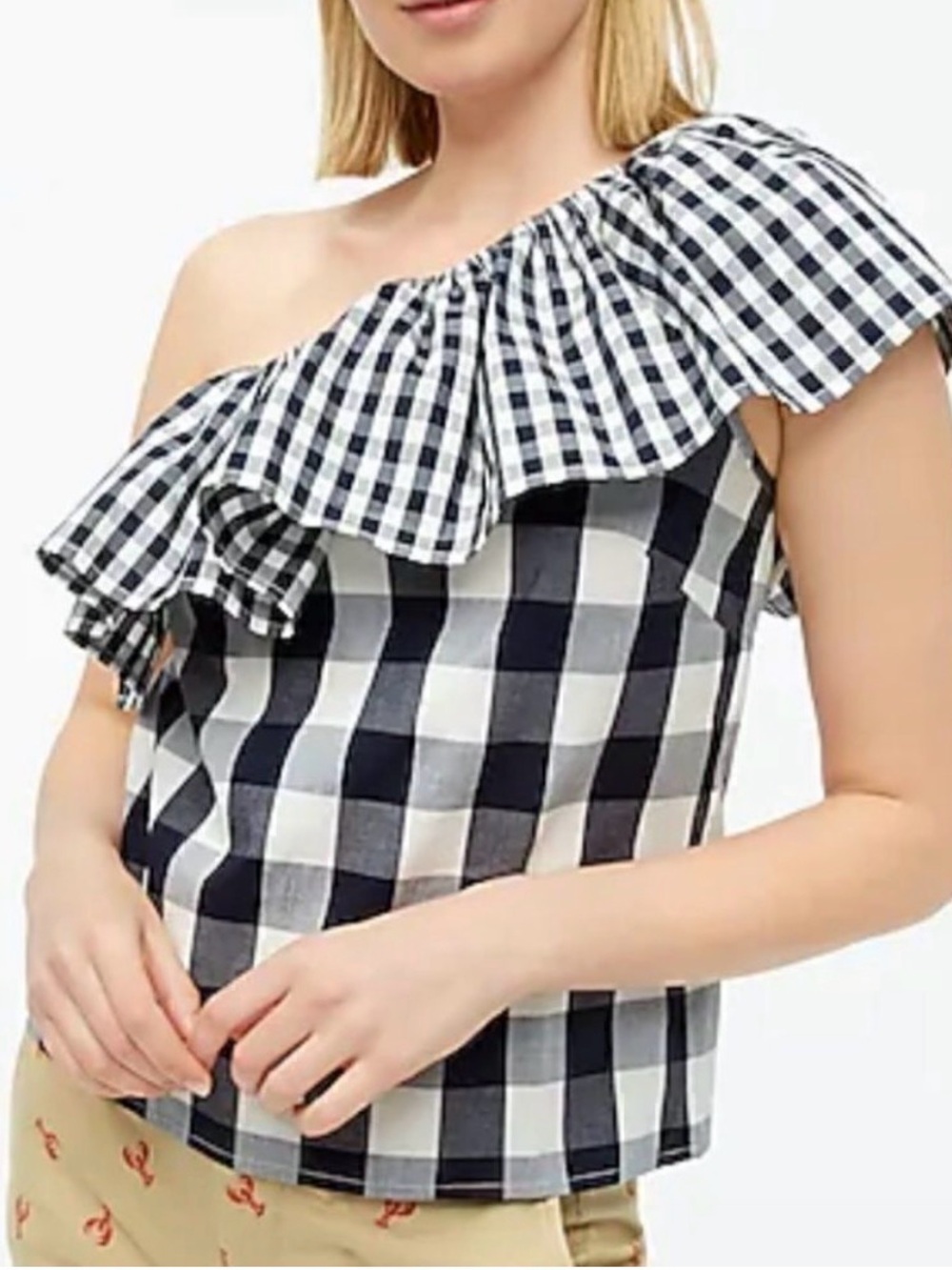 J.Crew Factory Women's One-Shoulder Ruffle Poplin Tank